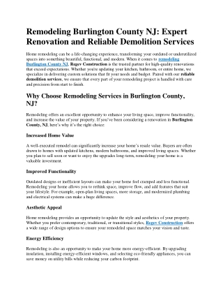 Remodeling Burlington County NJ