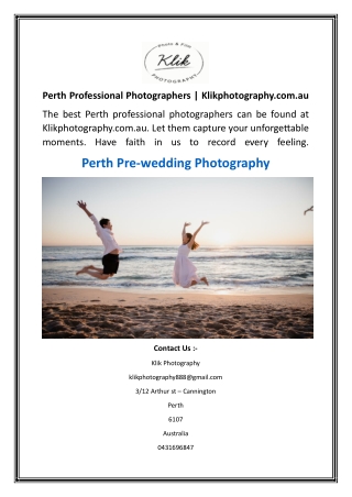 Perth Professional Photographers  Klikphotography.com.au
