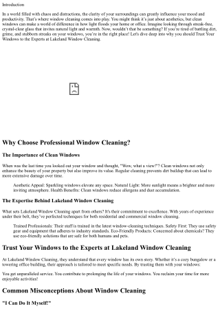 Trust Your Windows to the Experts at Lakeland Window Cleaning