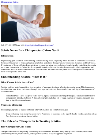 Sciatic Nerve Pain Chiropractor Cairns North  (07) 4285 9534