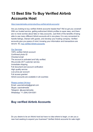 13 Best Site To Buy Verified Airbnb Accounts Host
