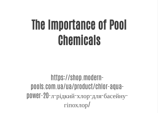 The Importance of Pool Chemicals
