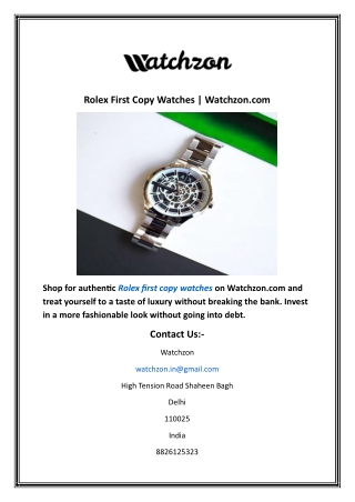 Rolex First Copy Watches  Watchzon