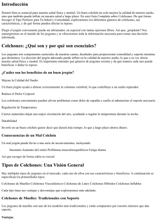 Guía Completa sobre Colchones: De qué forma Elegir el Tipo Idóneo para Tu Salud