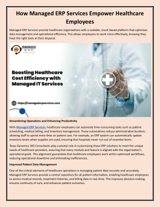 How Managed ERP Services Empower Healthcare Employees