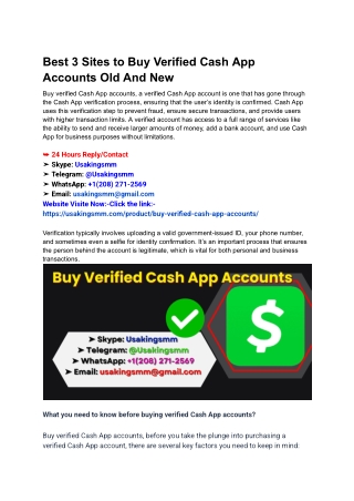 Best 3 Sites to Buy Verified Cash App Accounts Old And New