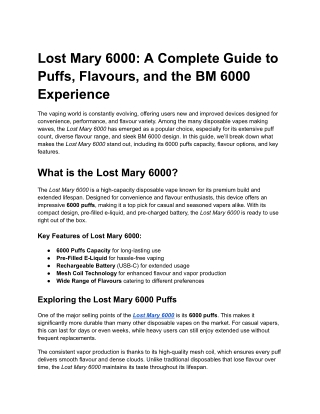 Lost Mary 6000_ A Complete Guide to Puffs, Flavours, and the BM 6000 Experience