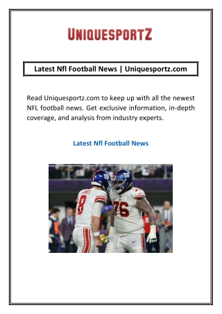 Latest Nfl Football News | Uniquesportz.com