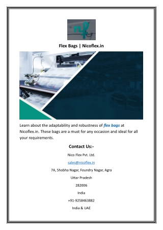 Flex Bags  Nicoflex.in