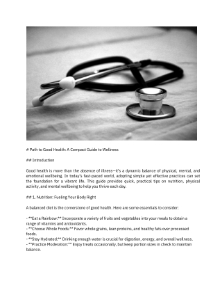 Path to Good Health: A Compact Guide to Wellness