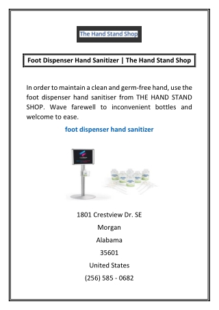 Foot Dispenser Hand Sanitizer | The Hand Stand Shop