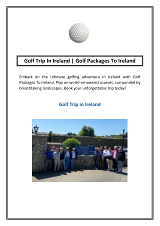 Golf Trip In Ireland | Golf Packages To Ireland