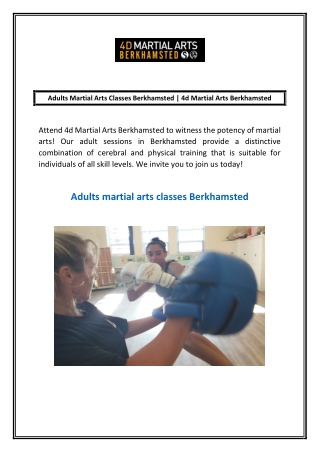 Adults Martial Arts Classes Berkhamsted | 4d Martial Arts Berkhamsted