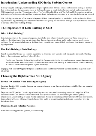 The Art of Link Building with Top Serbian SEO Agencies