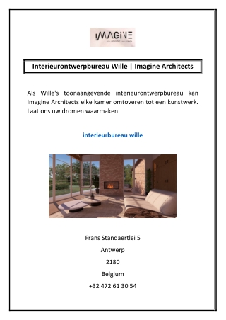 Interieurontwerpbureau Wille | Imagine Architects