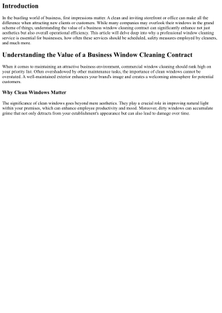 Understanding the Value of a Business Window Cleaning Contract