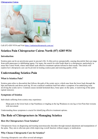 Sciatica Pain Chiropractor Cairns North (07) 4285 9534