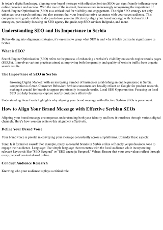 “How to Align Your Brand Message with Effective Serbian SEOs”