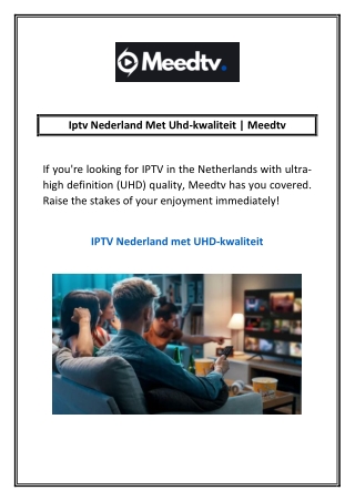 Iptv Nederland Met Uhd-kwaliteit | Meedtv