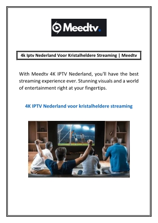 4k Iptv Nederland Voor Kristalheldere Streaming | Meedtv
