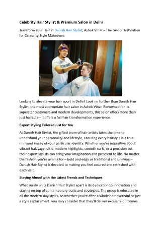 Celebrity Hair Stylist & Premium Salon in Delhi