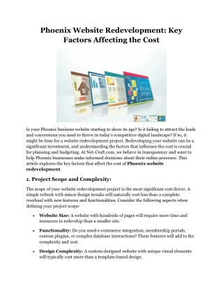 Phoenix Website Redevelopment Key Factors Affecting the Cost