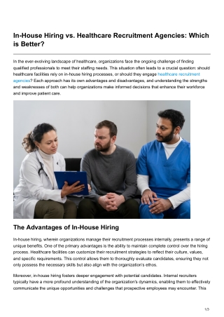 In-House Hiring vs. Healthcare Recruitment Agencies Which is Better