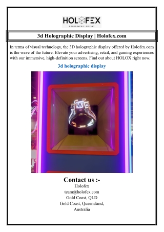 3d Holographic Display | Holofex.com