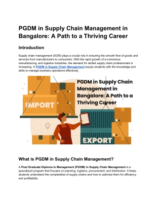 PGDM in Supply Chain Management in Bangalore_ A Path to a Thriving Career