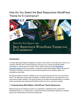 How Do You Select the Best Responsive WordPress Theme for E-Commerce _
