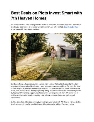 Best Deals on Plots Invest Smart with 7th Heaven Homes