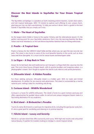 Discover the Best Islands in Seychelles for Your Dream Tropical Escape