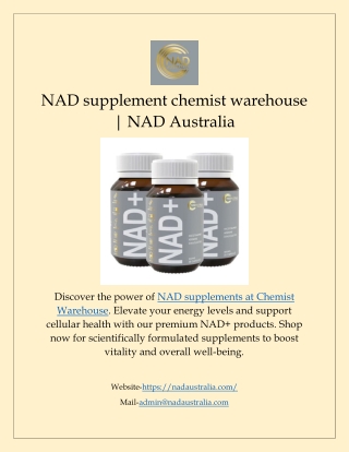 NAD supplement chemist warehouse | NAD Australia
