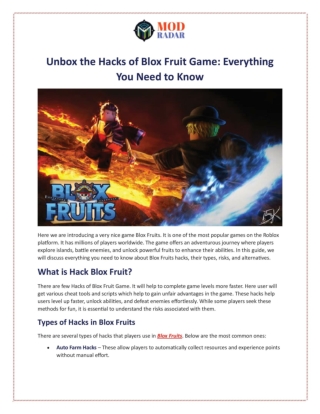 Unbox the Hacks of Blox Fruit Game: Everything You Need to Know