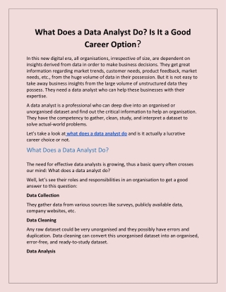 What Does a Data Analyst Do