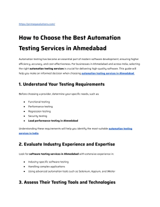 How to Choose the Best Automation Testing Services in Ahmedabad