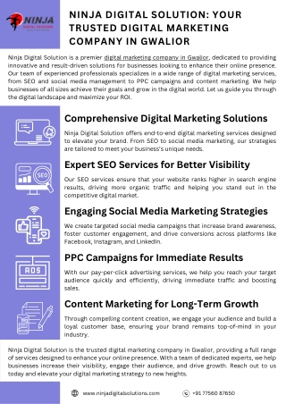 Ninja Digital Solution Your Trusted Digital Marketing Company in Gwalior