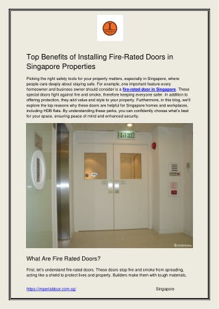 Top Benefits of Installing Fire Rated Doors in Singapore Properties