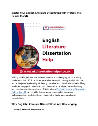English Literature Dissertation help
