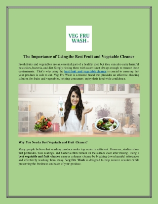 The Importance of Using the Best Fruit and Vegetable Cleaner