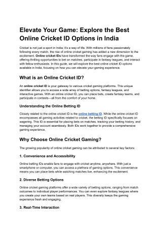 Elevate Your Game_ Explore the Best Online Cricket ID Options in India