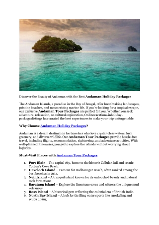 Andaman Tour Packages