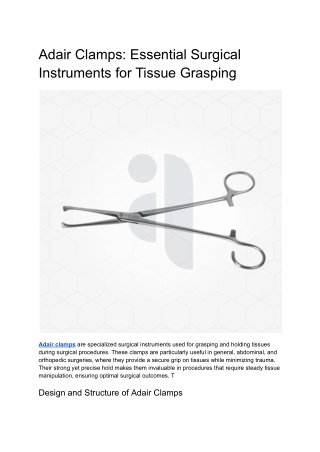 Adair Clamps_ Essential Surgical Instruments for Tissue Grasping