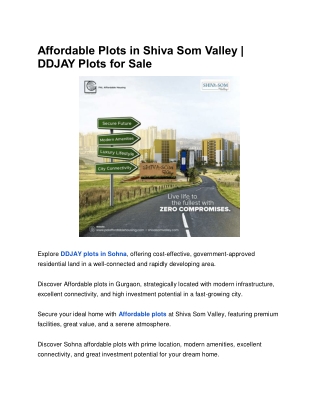 Affordable Plots in Shiva Som Valley | DDJAY Plots for Sale