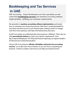 Bookkeeping and Tax Services In Dubai