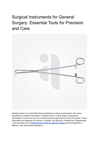 Surgical Instruments for General Surgery