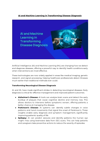 AI & Machine Learning Revolutionize Disease Diagnosis