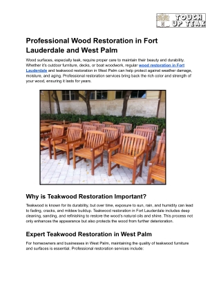Professional Wood Restoration in Fort Lauderdale and West Palm