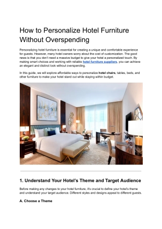 How to Personalize Hotel Furniture Without Overspending