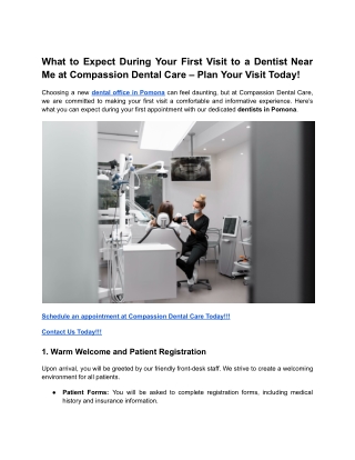 What to Expect During Your First Visit to a Dentist Near Me at Compassion Dental Care – Plan Your Visit Today